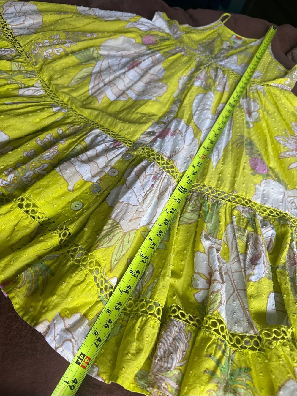 FARM Rio Neon Garden Floral Midi Summer Swiss Dot Halter Dress in neon yellow - Picture 10 of 16